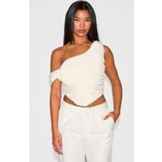 White Corsets PrettyLittleThing Cream Woven Drape Corset - White