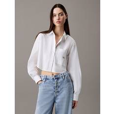 Calvin Klein Shirts Calvin Klein Cropped Cotton Poplin Shirt - White