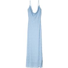 Bershka Cowl Neck Lace Overlay Maxi Dress - Baby Blue