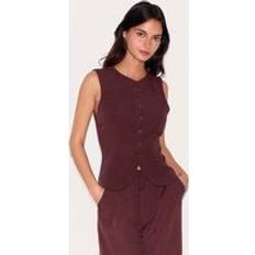 Red Vests PrettyLittleThing Wine Tailored Woven Waistcoat - Red