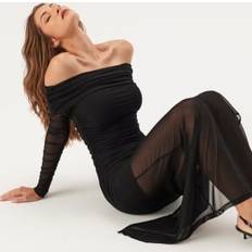 Rani Off Shoulder Mesh Maxi Dr - Black