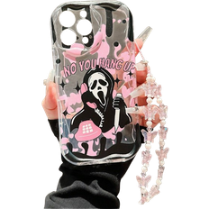 Shein Halloween pc Clear Case With Pink Skull Design Compatible With IPhone Pro Max Pro Pro Max Pro Pro Includes Cream Textured Pattern Phone Case Pink Bu