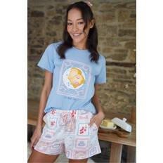 Blue Pyjamas Threadbare Graphic Print Shortie Pyjama Set - Blue