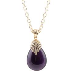 Jewelry Barse Purple Quartz Teardrop Golden Pendant Necklace