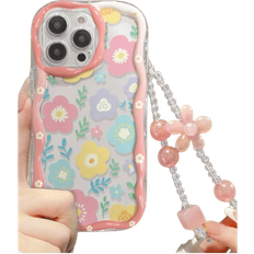 Shein Creamy Transparent Floral And Leaf Pattern Pink Yellow Blue Colorful Oil Painting With Yellow Design New Arrivals XSXRPGESMax Phone Case Compati