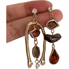 Shein Rhinestone Decor Geometric & Water Drop Earrings