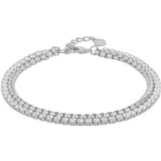Jewelry And Now This Cubic Zirconia Double Strand Chain Bracelet - Silver
