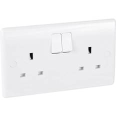 Nexus BG White Double 2 Gang Plug Socket 13A 822