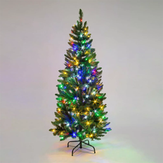 7ft pre lit christmas trees Shatchi Slim Pre Lit Pencil 7ft Green Christmas Tree 213.4cm