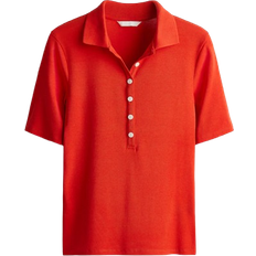 H&M Ribbed Polo Shirt - Bright Red