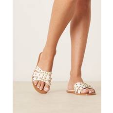 Studded Flat Sandals - White