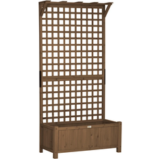 Wooden Trellis Planter with Drain Holes, Raised Beds for Garden