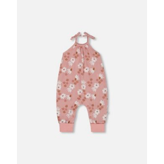 Jumpsuits Children's Clothing Deux par Deux Printed Muslin Tie Strap Jumpsuit - Pink/White Flowers