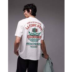 Topman T-shirts Topman Gräddvit T-shirt Oversize Med Rostryck Fram - Vit/A