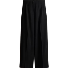 H&M Wide Linen Blend Trousers - Black