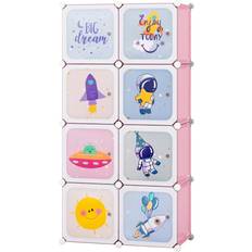 Wall Storage Kid's Room Costway Pink 8 Cube Baby Closet Organiser 45 x 37 x 16 cm