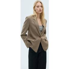 L Blazers Mango Straight Fit Micro Houndstooth Jacket - Brown