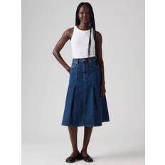Levi's Women Skirts Levi's Denim Pleated Midi Skirt - Dark Wash Blue