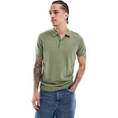 New Look Polo Shirts New Look Knitted Polo Short Sleeved Shirt - Khaki