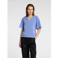Genbrugsmaterialer - Unisex Bluser Selected Femme Top SlfTenny SS V-neck Top - Blå