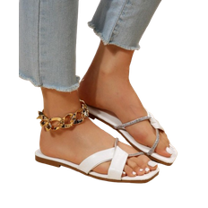 Shein Women Rhinestone Decor Twist Detail Flat Sandals, Glamorous Slide Sandals For Beach
