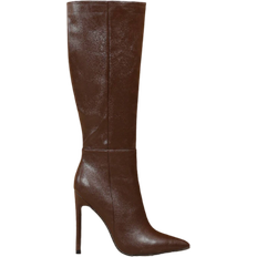 Shein Sexy Fashionable Coffee Color Pointed Toe Side Zipper Casual Slim Fit Womens KneeHigh Boots Winter Fall Shoes