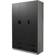 URBN Living Ash Grey & 3 Door 4 Drawer Storage Shelf Black/Grey Wardrobe 108x180cm