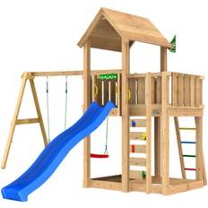 Jungle Gym Mansion 2.1 inkl. Swing Module och blå rutschkana