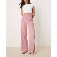 Y.A.S Women Trousers & Shorts Y.A.S High Waisted Wide Leg Plisse Trousers - Lilas Pink