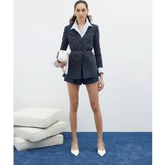 M Blazers River Island Pinstripe Long Sleeve Belted Blazer - Blue
