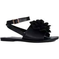 Shein Plus Womens Fashion New Summer Comfortable Flat SlipOnSlip Solid Color Ladies Sandals With Decorative Floral Strap Buckle Beach Vacation Roman