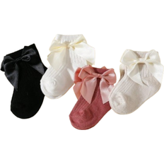 Shein pairs Girls Bow Striped Princess Style Solid Color Baby Socks For Daily Wear