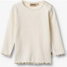 9-12M T-shirts Børnetøj Wheat Langærmet Rib T-shirt Ida - Ivory