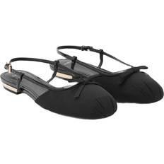 Mango Low Shoes Mango Ballet Flats With Decorative Bow Tie - Black