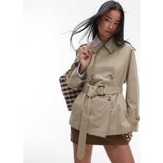Topshop Short Trench Coat - Stone