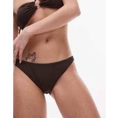 Brown - Women Bikinis Mango Ribbed Detail Bikini Bottom - Chocolate