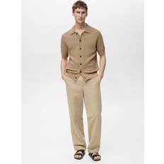 Mango Skjortor Mango Stickad Skjorta Med Knäppning - Beige
