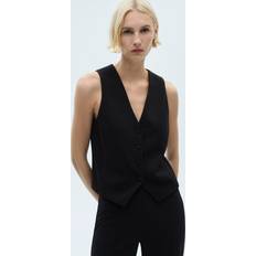 Mango Suit Waistcoat With Buttons - Black