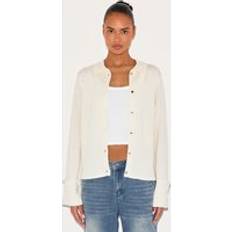 White Cardigans PrettyLittleThing Cream Deep Cuff Button Cardigan - White