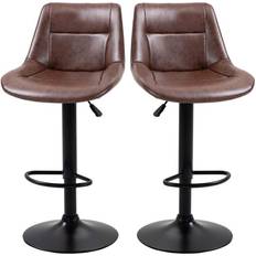 Barstol justerbar Northio Barstol Set Med 2 Barstolar Med Ryggstöd Brun Barstol 108cm