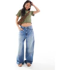 Stradivarius Mörktvättade Baggy Jeans Med Låg Midja - Blå