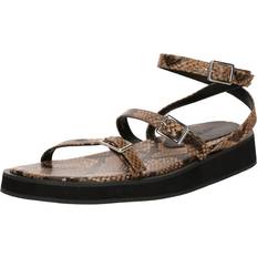 Jake Sandaler Med Spænder Og Slangeprint - Beige/Sort