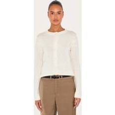 Solid Colours Cardigans PrettyLittleThing Cream Thick Knit Button Up Cardigan - White