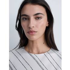 Mango Striped Satin Dress - White