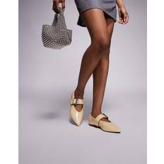 Beige - Women Ballerinas River Island Pointed Buckle Detail Ballet Shoe - Beige
