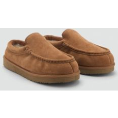 Men - Suede Clogs Mango Suede Clogs With Sheepskin Lining - Brown