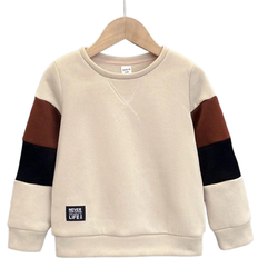 Shein pc Young Boys Casual And Cute Patchwork Knitted Sleeve Round Neck Long Sleeve Sweatshirt Suitable For Traveling School Parties And AutumnWinter Season