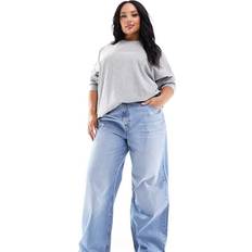 ASOS Curve - Mellemblå Dad-Jeans Med Vide Ben