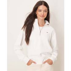 Gant Women Jumpers Gant Women Shield Half Zip Sweatshirt - White