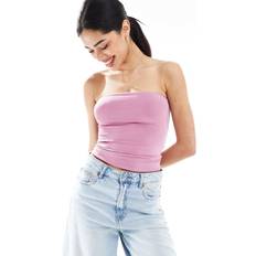 Bershka Polyamide Bandeau Top - Light Pink